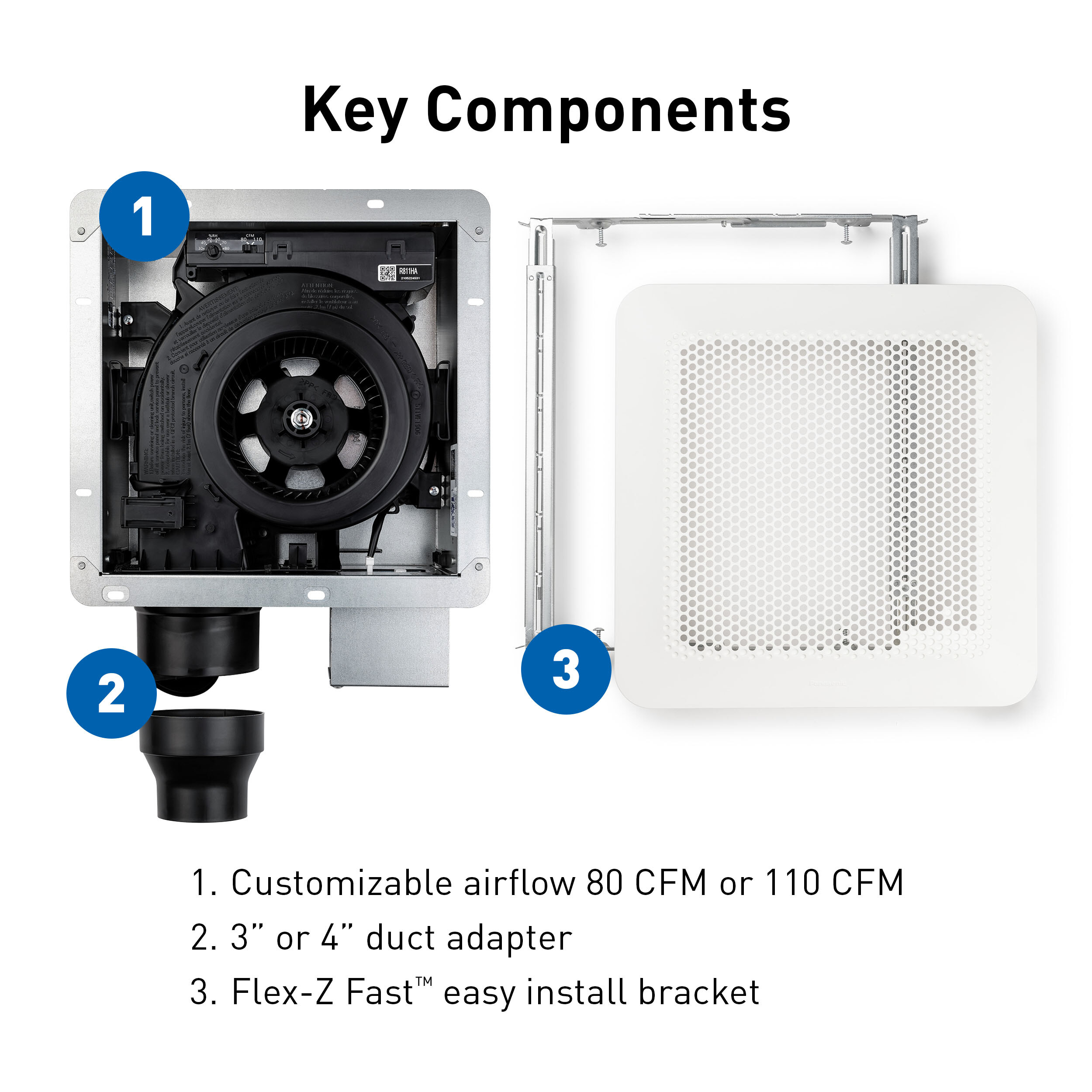 Whisper Remodel® DC Fan with Pick-A-Flow®, 80/110 CFM